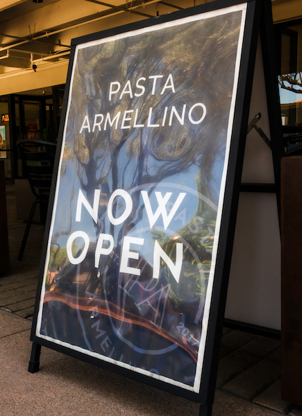 Pasta Armellino restaurant opening signage